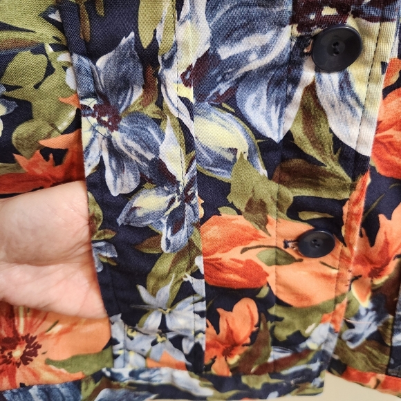 Draper's & Damon's Bold Floral Pattern Jean Jacket Style Size S/P - Picture 6 of 10